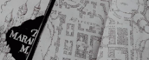 A Black And White Drawing Of A Map Of Marauder 'S Map . GIF