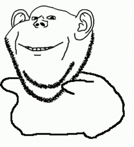 A Black And White Drawing Of A Monkey With A Beard And A Necklace . GIF