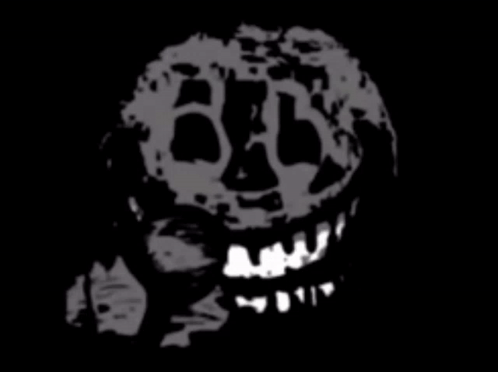 A Black And White Drawing Of A Monster With A Big Smile GIF