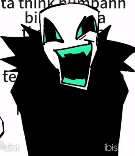 A Black And White Drawing Of A Monster With A Green Mouth And Eyes GIF