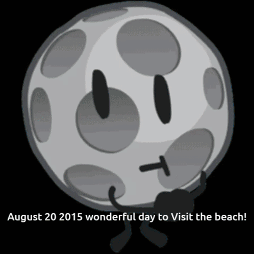 A Black And White Drawing Of A Moon With The Words August 20 2015 Wonderful Day To Visit The Beach Written Below It GIF