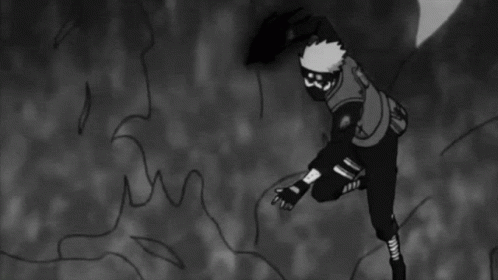 A Black And White Drawing Of A Ninja Wearing A Mask And A Headband With The Letter R On It . GIF