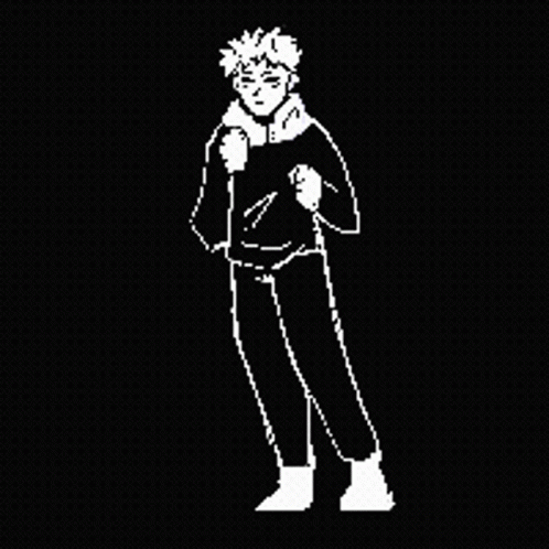 A Black And White Drawing Of A Person Dancing In A Pixel Art Style . GIF