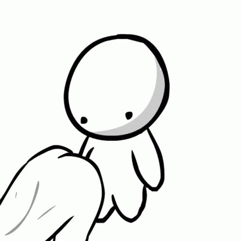 A Black And White Drawing Of A Person Holding A Blanket GIF