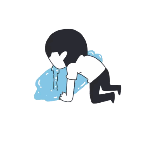 a black and white drawing of a person kneeling down