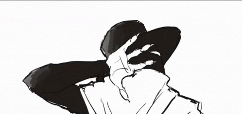 A Black And White Drawing Of A Person Looking Through A Hole In The Eye GIF