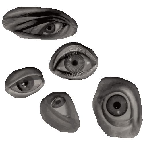 a black and white drawing of a person 's eyes and mouths