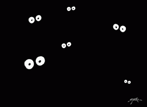 A Black And White Drawing Of A Person 'S Eyes Looking Out Of A Hole . GIF