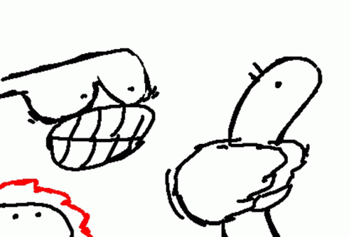 A Black And White Drawing Of A Person 'S Face And A Bird 'S Head GIF