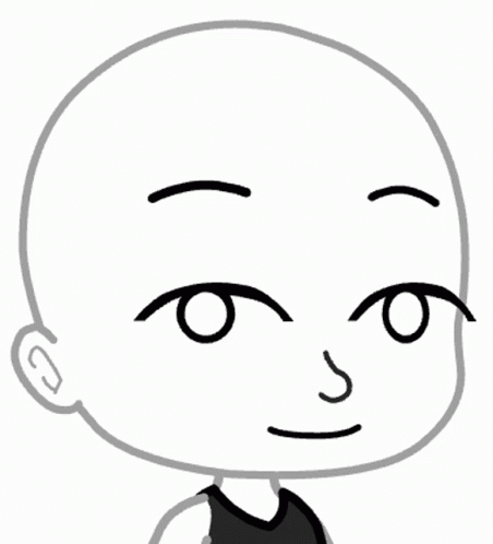 a black and white drawing of a person 's face with a black shirt on .