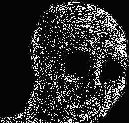 A Black And White Drawing Of A Person 'S Face With A Strange Look On It . GIF