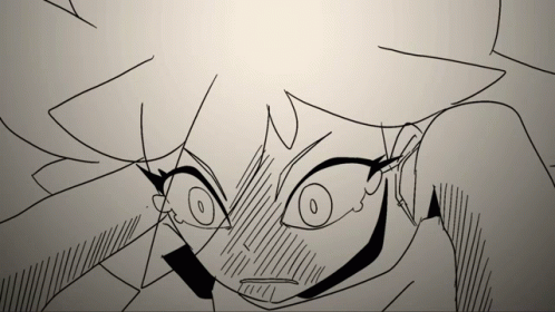 A Black And White Drawing Of A Person 'S Face With A Surprised Look On Their Face GIF