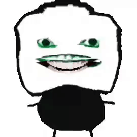 A Black And White Drawing Of A Person 'S Face With Green Eyes And A Beard . GIF