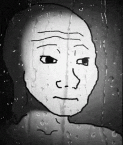 A Black And White Drawing Of A Person 'S Face With Water Drops On It GIF