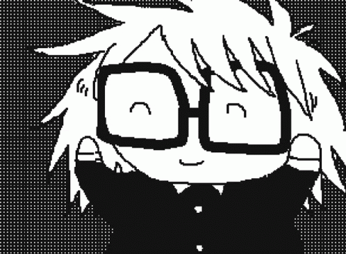 Black And White Drawing Of Person With Glasses And Tie GIF