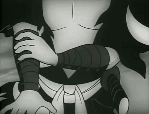 A Black And White Drawing Of A Person With A Bandage On Their Arm GIF