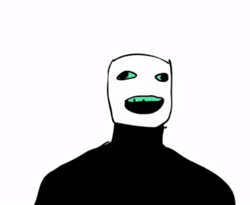 A Black And White Drawing Of A Person With A Green Tongue Sticking Out Of Their Mouth . GIF