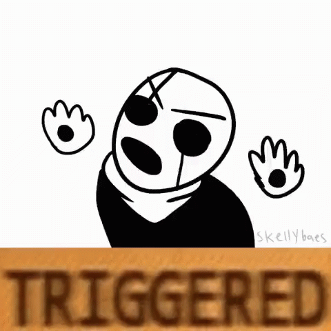 A Black And White Drawing Of A Person With A Hand And The Word Triggered . GIF