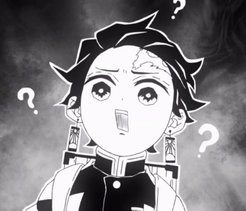 A Black And White Drawing Of A Person With A Question Mark Above Their Head GIF