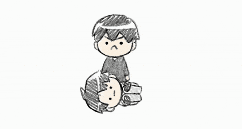 A Black And White Drawing Of A Person With A Sad Face On Their Face . GIF