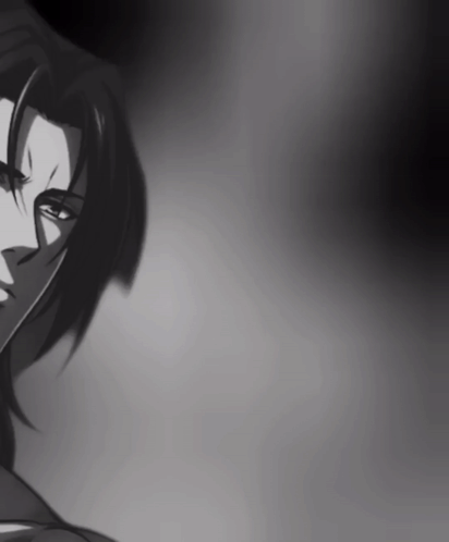 A Black And White Drawing Of A Person With A Serious Look On Their Face GIF