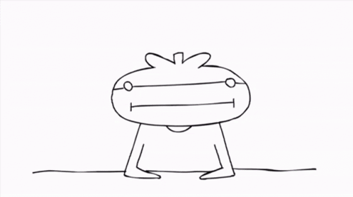 A Black And White Drawing Of A Person With A Tomato Head GIF
