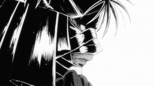 A Black And White Drawing Of A Person With Bandages On Their Face GIF