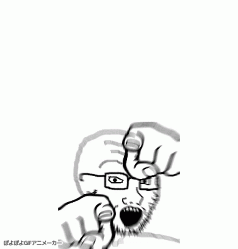 A Black And White Drawing Of A Person With Glasses And A Beard GIF