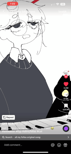 A Black And White Drawing Of A Person With Glasses And A Cat GIF