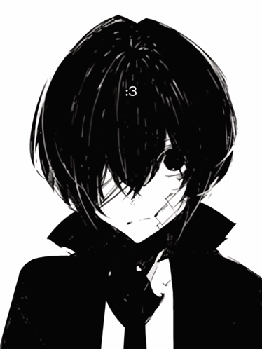 Black And White Drawing Of Person With Number 3 Hair GIF