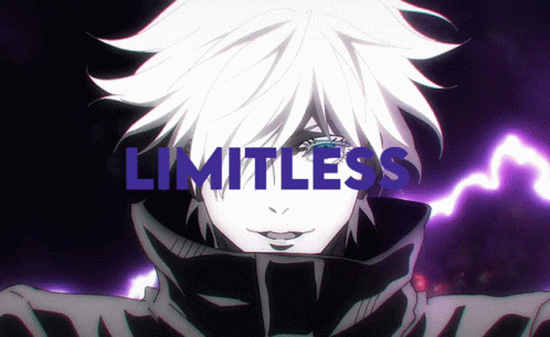 A Black And White Drawing Of A Person With The Word Limitless In Blue GIF