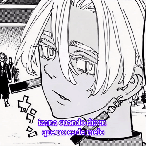 A Black And White Drawing Of A Person With The Words Izana Cuando Dicen Que No Es De Melo Written Below GIF