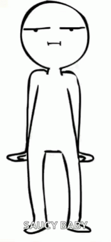 A Black And White Drawing Of A Person With The Words Saucy Baby Below It GIF
