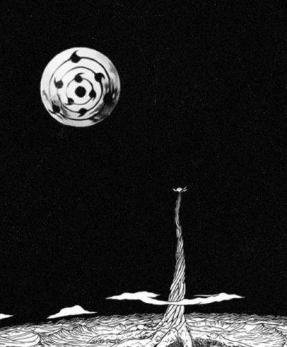 A Black And White Drawing Of A Planet With A Circle On It GIF