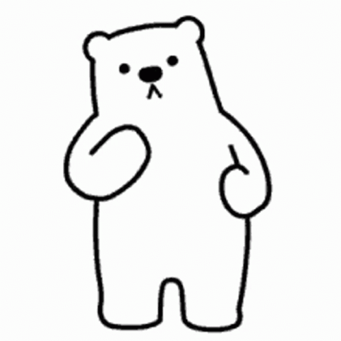 A Black And White Drawing Of A Polar Bear Standing Up GIF