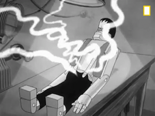 A Black And White Drawing Of A Puppet With Smoke Coming Out Of It GIF