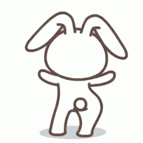 A Black And White Drawing Of A Rabbit With A Circle In The Middle Of Its Butt . GIF