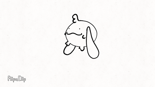 A Black And White Drawing Of A Rabbit With Long Ears And A Nose . GIF