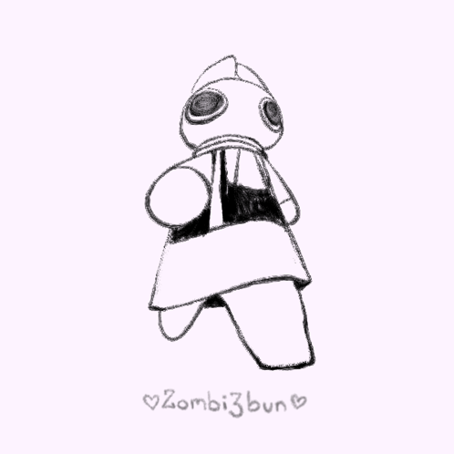 A Black And White Drawing Of A Robot With The Name Zombi3bun Written Underneath It GIF