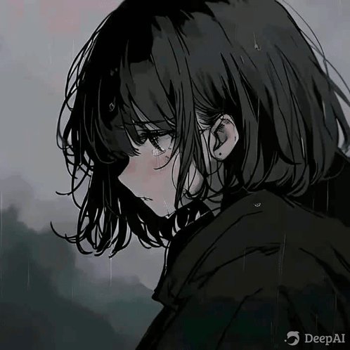 Sad Anime Girl In Rain Drawing GIF