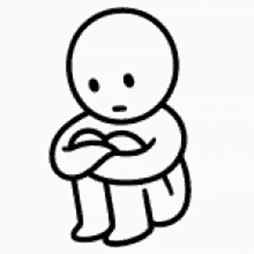 A Black And White Drawing Of A Sad Cartoon Character Sitting On The Floor . GIF