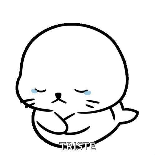 a black and white drawing of a seal with a sad face and the word triste below it .