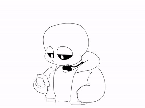 A Black And White Drawing Of A Skeleton With A Speech Bubble That Says I 'M Sorry GIF