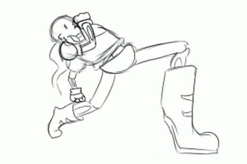 A Black And White Drawing Of A Skeleton With A Sword And Boots . GIF