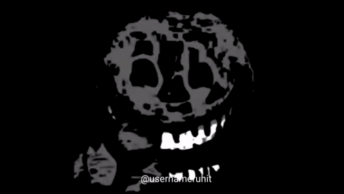 A Black And White Drawing Of A Skull With A Smile On Its Face . GIF