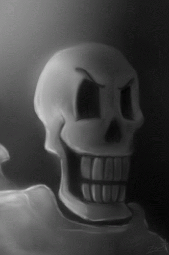 A Black And White Drawing Of A Skull With A Very Large Mouth GIF