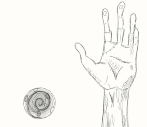 A Black And White Drawing Of A Snail And A Hand With Stitches On It GIF