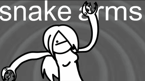 A Black And White Drawing Of A Snake With The Words Snake Arms Below It GIF