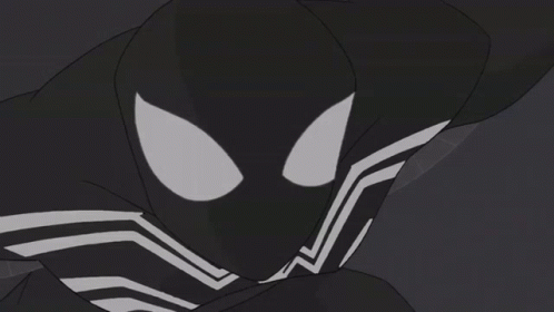 A Black And White Drawing Of A Spiderman With A White Stripe On His Chest GIF