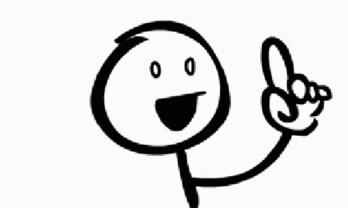 A Black And White Drawing Of A Stick Figure With A Face And A Hand Pointing Up . GIF